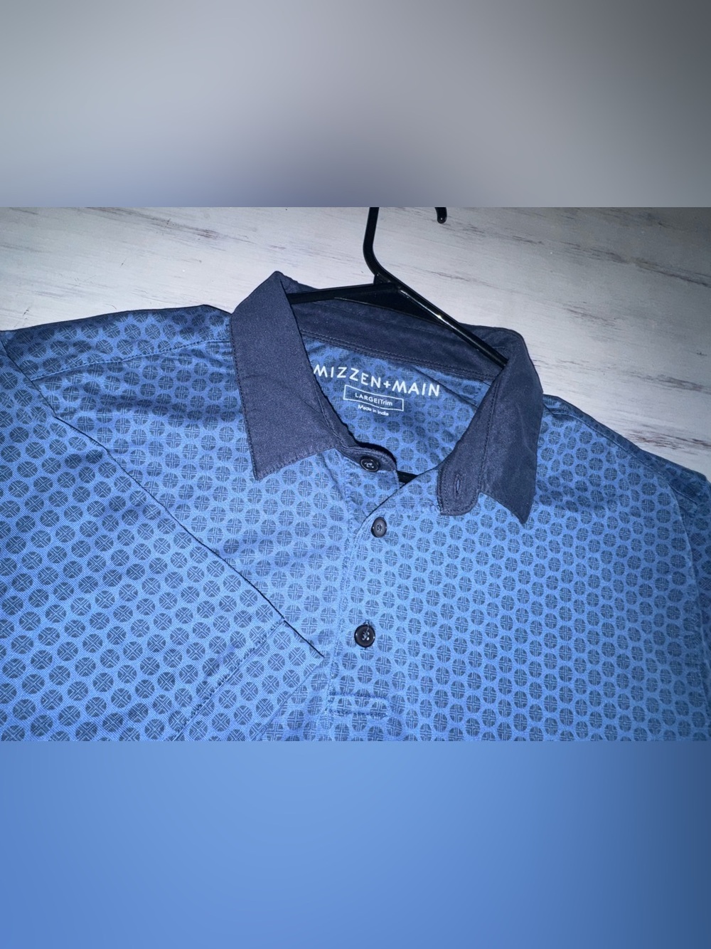 Mizzen+Main Men’s Large Trim Fit Geometric Performance Polo